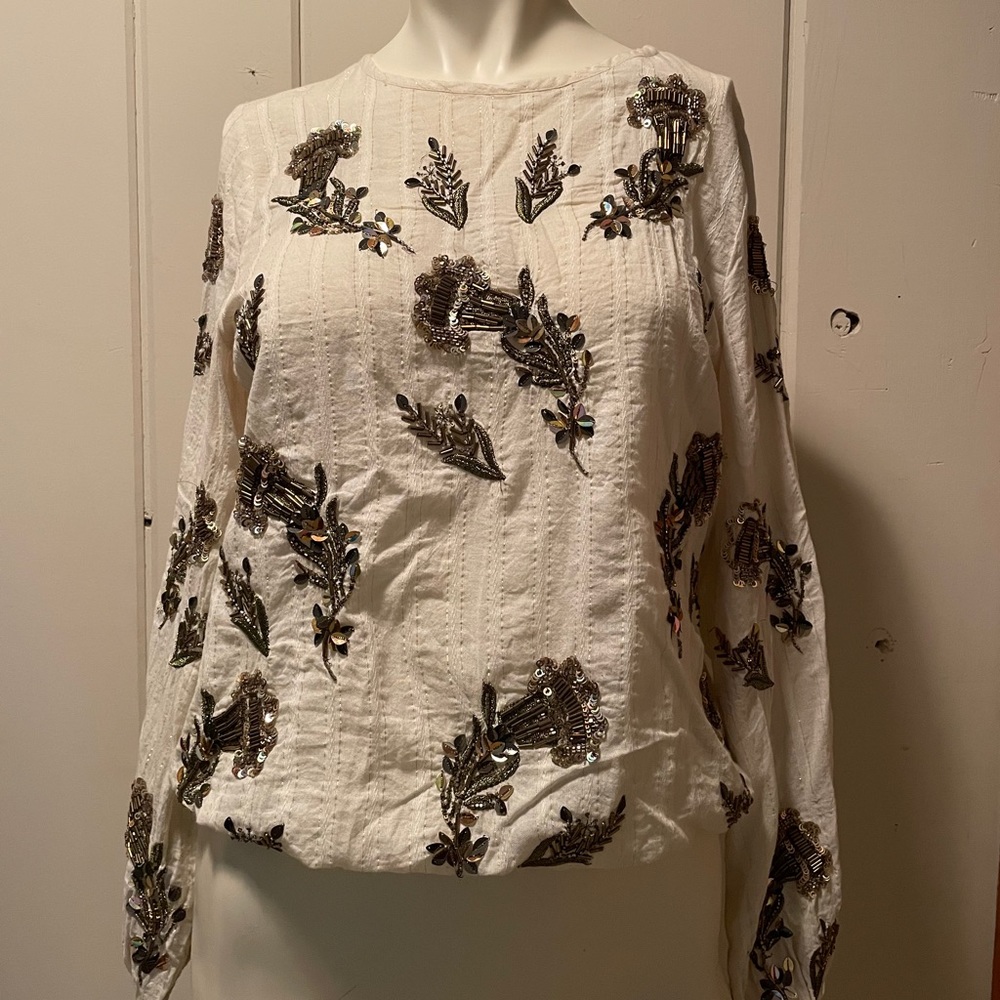 Anthropologie beaded embellished blouse size XS
